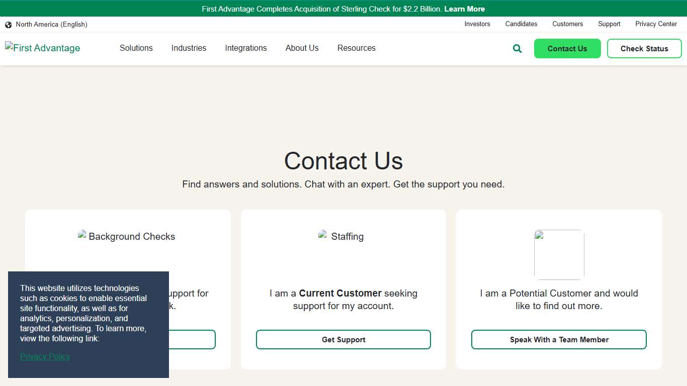 Contact Us | First Advantage